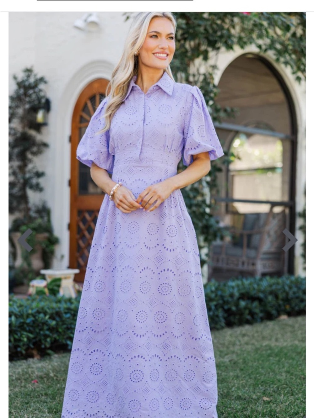 Luxe Lavender Eyelet Maxi Dress with Collar